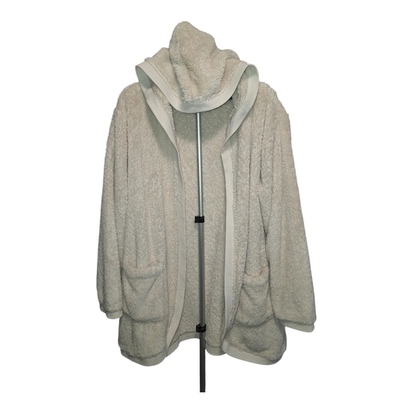 Berkshire Off-White Hooded Teddy Fleece Jacket - Picture 2 of 6